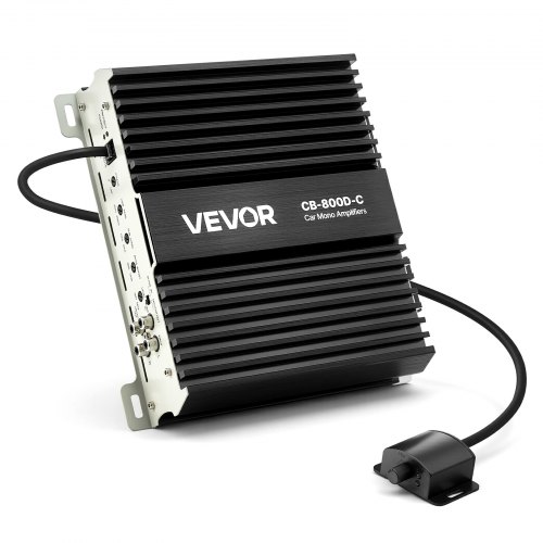 Amplificador Monobloque para Coche de 800 W, 1/2/4 Ohmios, Clase D, con Control Remoto de Nivel de Subwoofer, Filtro de Paso Bajo, Refuerzo de Graves, Cambio de Fase y Control de Volumen