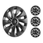 Tapacubos para Llantas Modelo 3 2017 2023, Ajuste Completo con Cierre a Presión, Cinta Protectora y Orificio para Boquilla de Válvula, ABS y PC, Apto para Todo Tipo de Clima, φ 496 x 80 mm