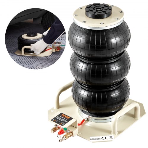 Gato Neumático Carga de 3 T Gato de Aire de Triple Bolsa Elevación de 140 450 mm Gato de Aire para Coche 0,8 1,0 MPa Elevación Rápida 3 5S, con Asas Laterales para Coches, Garajes, Reparaciones