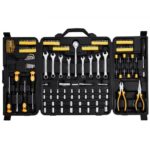 221 PCS Kit de Herramientas Mecánicas SAE y Métricas con Dados con Impulsión, Puntas, Llaves, Mango de Trinquete, Accesorios y Estuche de Almacenamiento de Plástico para Reparación de Automóvil