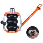 Gato Neumático para Coches 3 T con Columna Elevada, Manivela Ajustable y Triple Suspensión Neumática, Altura de Elevación de 145 a 410 mm, para Coches, SUV y Camionetas, 1270 x 590 x 145 mm