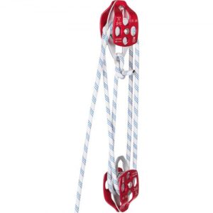 Bloque de Doble Polea con Cuerda Trenzada 12mm x 46m Sistema de Escalada de Doble Polea Longitud de Rotura 35 kn Alta Resistencia para Uso Interior y Exterior Deportes Aficionados