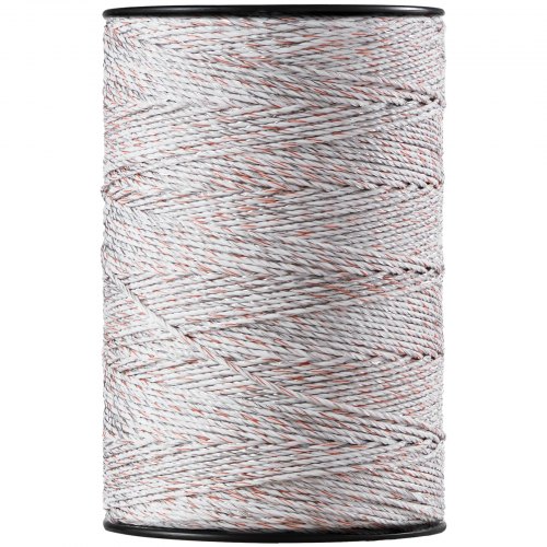 Alambre para cerca eléctrica VEVOR, alambre de polietileno portátil de 2625 pies y 800 m, 3/32" de diámetro, 9 hebras de metal mixtas para una conductividad confiable y resistencia a los rayos UV y al óxido, línea de cuerda para cercas para caballos, ganado y ganado