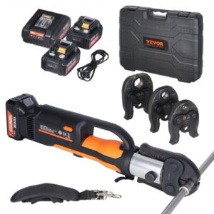 Kit de Herramientas para Engarzar Tuberías Eléctricas con 2 Baterías de 18 V 4,0 Ah, Engarzadora Profesional con Mandíbulas M15, M22, M28, Cargador Rápido y Estuche de Transporte