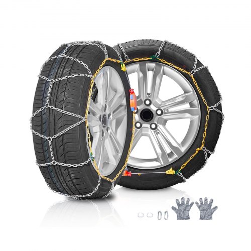 Cadenas de nieve VEVOR, cadenas de tracción de emergencia de acero de aleación de manganeso, cadenas para neumáticos de nieve para automóviles, camionetas, SUV y camiones, color plateado (juego de 2)