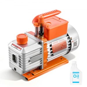 Bomba de Vacío de 5 CFM 142 L/min, Bomba de Vacío Rotativa de Paletas de 2 Etapas, Compatible con R134a, R22, R410a, para Mantenimiento de Aire Acondicionado Automotriz, Aceite Incluido