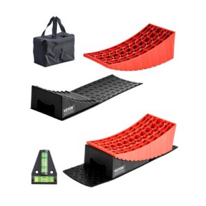 Niveladores para Autocaravanas, Calzos para Ruedas de hasta 4000 kg, Altura 10 cm, Niveladores Curvos de Alta Resistencia, con Tapete Antideslizante y Bolsa de Transporte, 450 x 155 x 5 mm