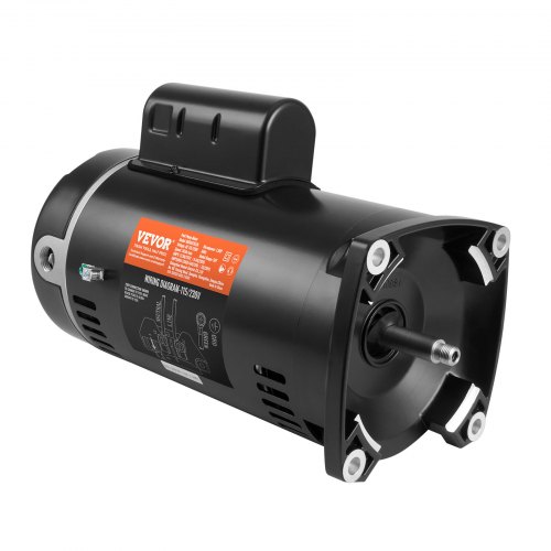 1,5 HP 56Y Motor de Bomba de Piscina 115 V (12,8 A) / 230 V (6,4 A) 3450 RPM Factor de Trabajo 1,1 Condensador 90μF/250V Motor de Repuesto de Brida Cuadrada Giratorio CCW para Piscinas