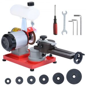 Afilador de Hojas de Sierra Circular Afilador de Hojas de Ángulo Giratorio de 370 W Tanque de Agua 6 Centros de Sierra Muela Abrasiva de 125 mm para Hojas de Sierra con Puntas de Carburo