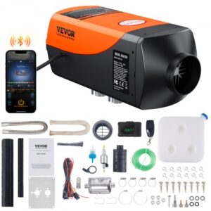 Calentador de Aire Diesel 12V 2KW Consumo 0,12 0,26L/h Calefacción Estacionaria 8~36°C Ajustable 10 15m² Control Inteligente con LCD Bluetooth Mando a Distancia Tanque de 10L para Camión Barco