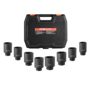 Juego de Dados de Impacto para Tuercas de Eje con Estuche de Almacenamiento, Juego de Dados para Tuercas de Eje Métricos de 12 Puntas y 12,7 mm de Profundidad para Reparación de Automóviles
