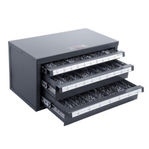 Dispensador de Brocas 27 Compartimentos Etiquetados A Z Caja de Almacenamiento de Brocas con 3 Cajones Caja de Taladro Vacía 37,5x20x20 cm Apilable Fácil Identificación para Taller Brocas