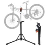 Soporte Plegable para Taller de Bicicletas Carga de 30 kg Soporte de Reparación de Bicicletas Ajustable en Altura, Abrazadera Giratoria de 360° con Soporte para Herramientas para Mantenimiento