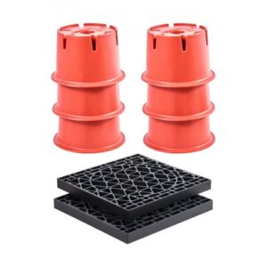 Bloques de Gato para Remolque 203,2 mm de Alto, Carga de 907 kg, para Autocaravanas de Alta Resistencia, 6 Bloques de Nivelación y 2 Almohadillas, a Cualquier Terreno, 411 x 411 x 36 mm