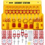 Kit de Candado de Seguridad 58 PCS Kit de Bloqueo y Etiquetado 14 Candados Cerraduras de bloqueo y etiquetado 39,37x55,88 cm con Cerrojos de 6 Orificios para Maquinaria, Equipos Eléctricos