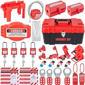 Kit de bloqueo y etiquetado Kit de estación de candado de etiquetado de 42 piezas 40 x 24 x 24 cm Kit de seguridad eléctrica Loto Lock para detener o bloquear máquinas peligrosas