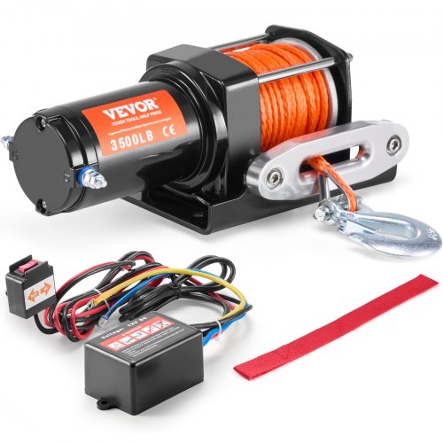 Cabrestante Eléctrico 3500 lb 12V con Cable Sintético y Control Remoto IP55