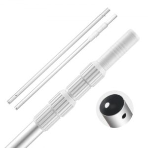 Pértiga de Piscina, 1-3,66 m, Barra Telescópica Ajustable con Extensión, Barra para Limpieza de Piscinas Resistente para Redes Desnatadoras, Rastrillos, Cepillos y Cabezales de Aspiración