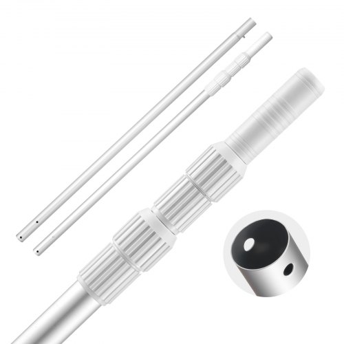 Pértiga de Piscina, 1-3,66 m, Barra Telescópica Ajustable con Extensión, Barra para Limpieza de Piscinas Resistente para Redes Desnatadoras, Rastrillos, Cepillos y Cabezales de Aspiración