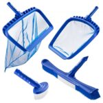 Kit de Limpieza de Piscinas, con 2 Cabezales de Cepillo Extraíbles (51/14 cm) y 2 Redes Desnatadoras, Juego de Herramientas de Limpieza para Piscinas Enterradas/Elevadas para Hojas, Sin Poste