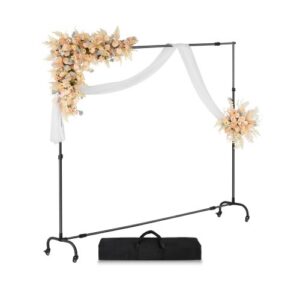Soporte de Fondo Ajustable para Tela de Fondo de Hasta 213 x 300 cm, Soporte Portátil de Altura Ajustable de 95,5-213 cm con Ruedas para Fotografía Familiar, Estudio de Fotografía, Negro