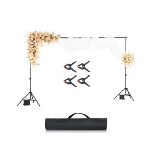 Soporte de Fondo Ajustable para Tela de Fondo de Hasta 198 x 300 cm, Soporte Portátil de Altura Ajustable de 72-198 cm con 5 Varillas para Fotografía Familiar, Estudio de Fotografía, Negro