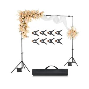 Soporte de Fondo Ajustable para Tela de Fondo de Hasta 213 x 300 cm, Soporte Portátil de Altura Ajustable de 139 - 306 cm con Varillas para Fotografía Familiar, Estudio de Fotografía, Negro
