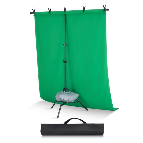 Soporte de Fondo Ajustable para Tela de Fondo de Hasta 154 x 198 cm, Soporte Portátil de Altura Ajustable de 80-198 cm con 1 Trípode para Fotografía Familiar, Estudio de Fotografía, Negro