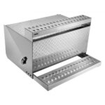 Caja de Herramientas para Camiones con Escalón 790 x 770 x 485 mm de Aluminio Resistente, con Placa de Diamante, Pestillo Amortiguador Pasos Estables para Plataforma, Grúa, Semirremolque