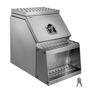 Caja de Herramientas para Camiones con Escalón 457 x 695 x 645 mm de Aluminio Resistente, con Montaje Lateral, con Cerradura, Manija en T y Llaves para Semirremolques, Remolques de Plataforma