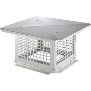 Tapa de Chimenea 305x305 mm Sombrero de Chimenea Base Cuadrada Tapa de Cubierta de Acero Inoxidable 304 Protector contra Pájaros Viento y Lluvia con Accesorios para Diferentes Tipos de Chimeneas