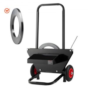 Carro Flejador, Apto para Bobinas de Flejado de Acero con Un Diámetro Exterior de Núcleo de 600 mm, con Ruedas de Goma, Ideal para Fábricas, Almacenes y Zonas de Carga, 440 x 670 x 1000 mm