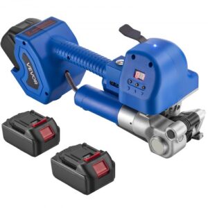 Flejadora Eléctrica para Flejes PET de 10-19 mm, 2 Baterías de 4000 mAh, Herramienta de Flejado Automática con Pantalla Digital, Tensión de 800-5600 N, Empacadora para Embalaje de Cajas, Palés
