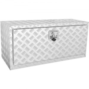 Caja de Herramientas para Camión 91,4x43x46 cm Caja de Bastidor Inferior Caja de Almacenamiento de Aleación de Aluminio Montaje Inferior con Cerradura y Llaves para Remolques, Camionetas