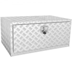 Caja de Herramientas para Camión 91,4x61x61 cm Caja de Bastidor Inferior Caja de Almacenamiento de Aleación de Aluminio Montaje Inferior con Cerradura y Llaves para Remolques, Camionetas