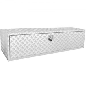 Caja de Herramientas para Camión 152,4x61x61 cm Caja de Bastidor Inferior Caja de Almacenamiento de Aleación de Aluminio Montaje Inferior con Cerradura y Llaves para Remolques, Camionetas