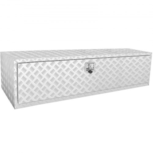 Caja de Herramientas para Camión 152,4x61x61 cm Caja de Bastidor Inferior Caja de Almacenamiento de Aleación de Aluminio Montaje Inferior con Cerradura y Llaves para Remolques, Camionetas