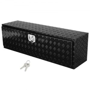 Caja de Herramientas para Camión 1524x432x457mm Caja de Bastidor Inferior Caja de Almacenamiento de Aleación de Aluminio Montaje Inferior con Cerradura y Llaves para Remolques, Camionetas, Negro