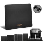 Deslizador para Electrodomésticos 330 x 406 x 21 mm Bandeja Deslizante de Madera Grosor de 1,8 cm con Ruedas de Goma Silenciosas y Asa Hueca ideal para Cafeteras y Encimeras de Cocina, Negro