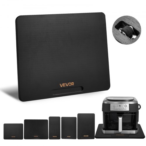 Deslizador para Electrodomésticos 330 x 406 x 21 mm Bandeja Deslizante de Madera Grosor de 1,8 cm con Ruedas de Goma Silenciosas y Asa Hueca ideal para Cafeteras y Encimeras de Cocina, Negro