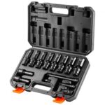 Juego de Vasos de Impacto 3/8" Juego de Vasos de Impacto Métricos 14 Piezas 10-19 mm Juego de Llaves de Vaso Hexagonales de Acero de Aleación Cr-Mo para Reparación de Automóviles