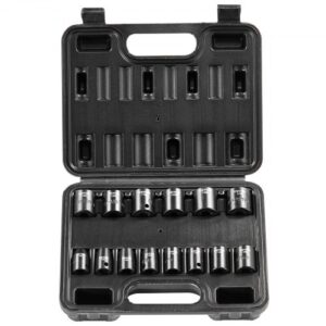 Juego de Vasos de Impacto 3/8" Juego de Vasos de Impacto Métricos 14 piezas 7 20 mm Acero de Aleación CR Mo 6 Puntos Marcas de Tamaño Fáciles de Leer para Reparación de Automóviles, Taller