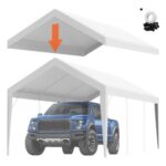 Cubierta de Repuesto para Toldo de Cochera de 6100 x 3040 x 850 mm, Refugio para Tienda de Campaña Superior de Garaje, Resistente al Agua y con Protección UV, Blanco, Marco NO Incluido