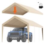Cubierta de Repuesto para Toldo de Cochera de 610 x 304 x 850 cm, Refugio para Tienda de Campaña Superior de Garaje, Resistente al Agua y con Protección UV, Fácil Instalación, Marco NO Incluido
