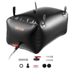 ​Vejiga del Almacenamiento de Agua con Válvula 240 L, Bolsa de Agua de PVC Doble Capa 1000D, Portátil y Plegable, Resistente a Fugas, para Autocaravanas, Camiones, Uso en Exteriores, Negro