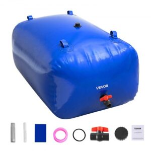Tanque de Agua Blanda, Depósito de Agua Flexible Plegable de PVC 1000D, Bolsa Flexible Portátil de Gran Capacidad de 400 L para Riego de Jardines, Camping y Prevención de Incendios, Azul