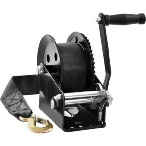 Cabrestante Manual 1500 lb con Correa de Poliéster de 10 m y Trinquete Bidireccional