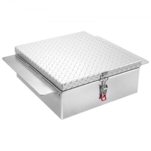 Caja de Herramientas para Caja de Camión, Aleación Aluminio, con Placa de Diamante, Soporta hasta 100 kg, Ideal para Camión, Camioneta, Caja, RV, Remolque, 770 x 610 x 230 mm, Color Plata