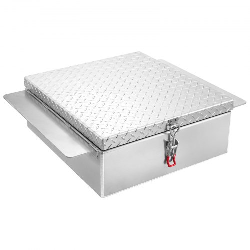 Caja de Herramientas para Caja de Camión, Aleación Aluminio, con Placa de Diamante, Soporta hasta 100 kg, Ideal para Camión, Camioneta, Caja, RV, Remolque, 770 x 610 x 230 mm, Color Plata