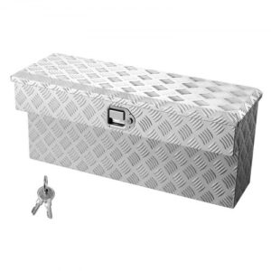 Caja de Herramientas para Caja de Camioneta, de Aluminio, con Dibujo, Cerradura y Llave, Ideal para Camioneta, RV, Remolque, Patrón de Perfil de Cinco Barras, 864 x 305 x 390 mm, Plata